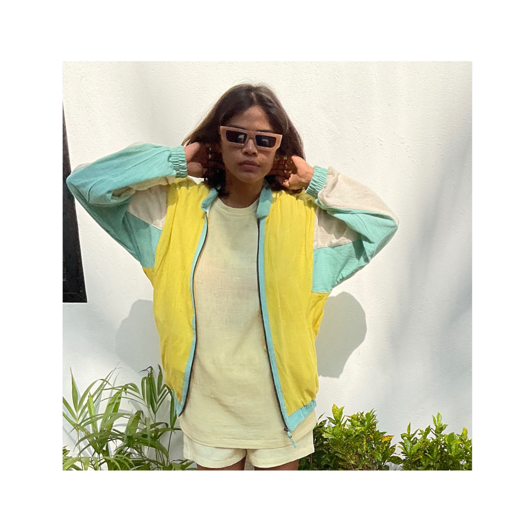 Bomber Jacket - 
Lemon Yellow Kala Cotton