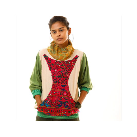 Turtle Neck Pull Over - 
Kala Cotton & Kutch Patch
