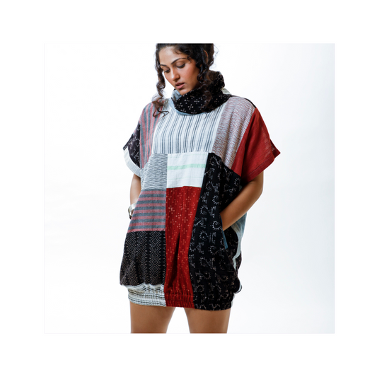 Turtle Neck Pullover Dress -
Kala Cotton Scarp Mosaic