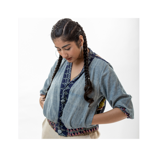 Short Bomber Jacket -
Kala Cotton & Silk Fabric