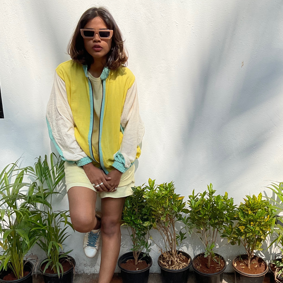 Bomber Jacket - 
Lemon Yellow Kala Cotton