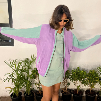 Bomber Jacket - 
Very Peri Kala Cotton