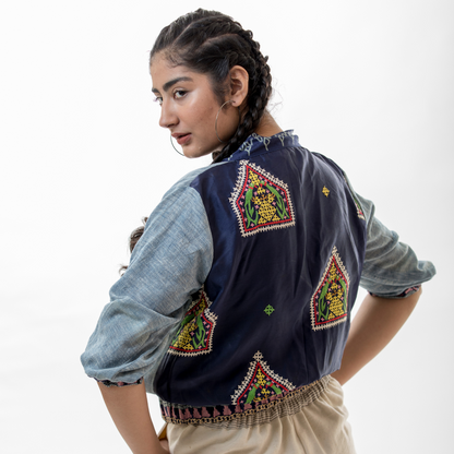 Short Bomber Jacket -
Kala Cotton & Silk Fabric