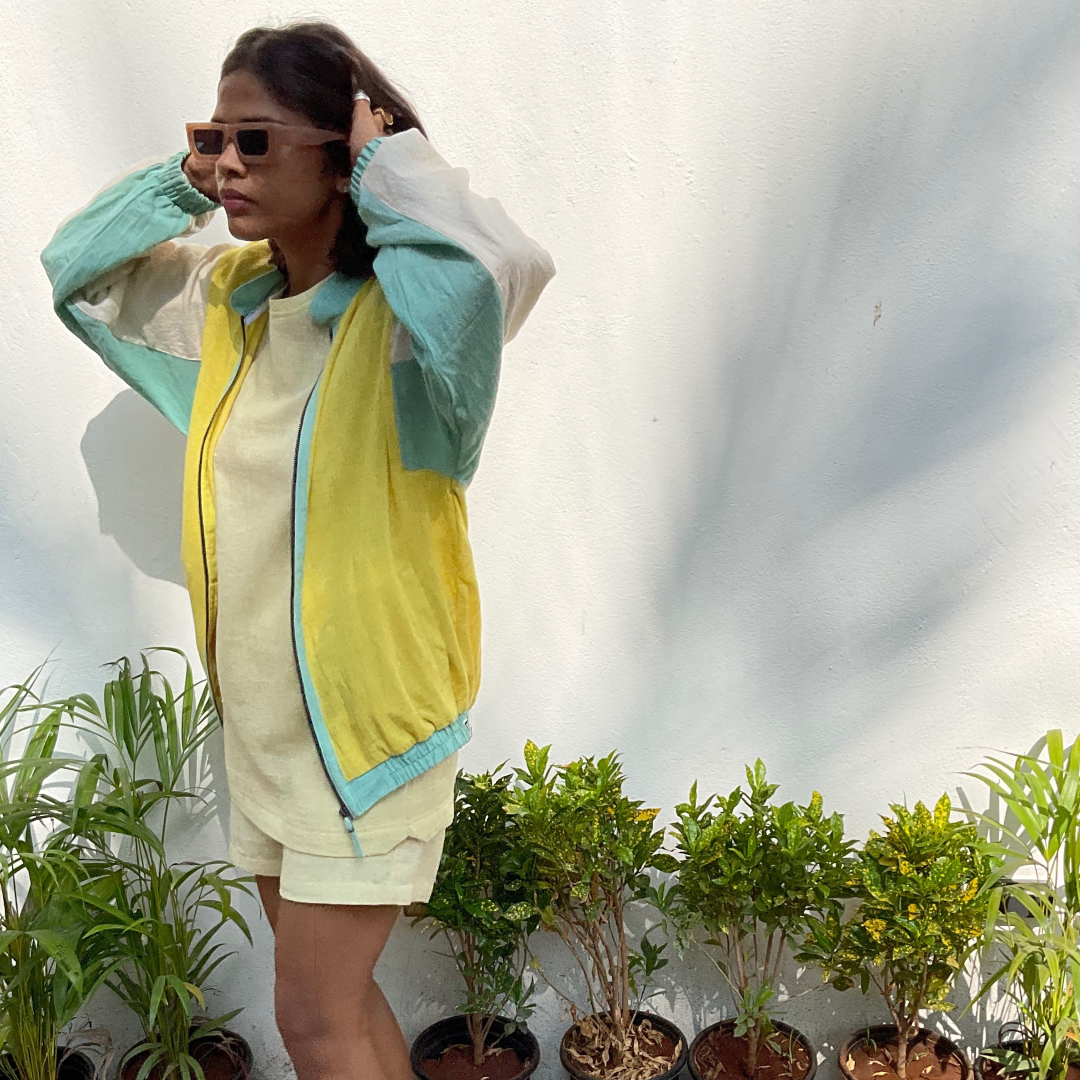 Bomber Jacket - 
Lemon Yellow Kala Cotton