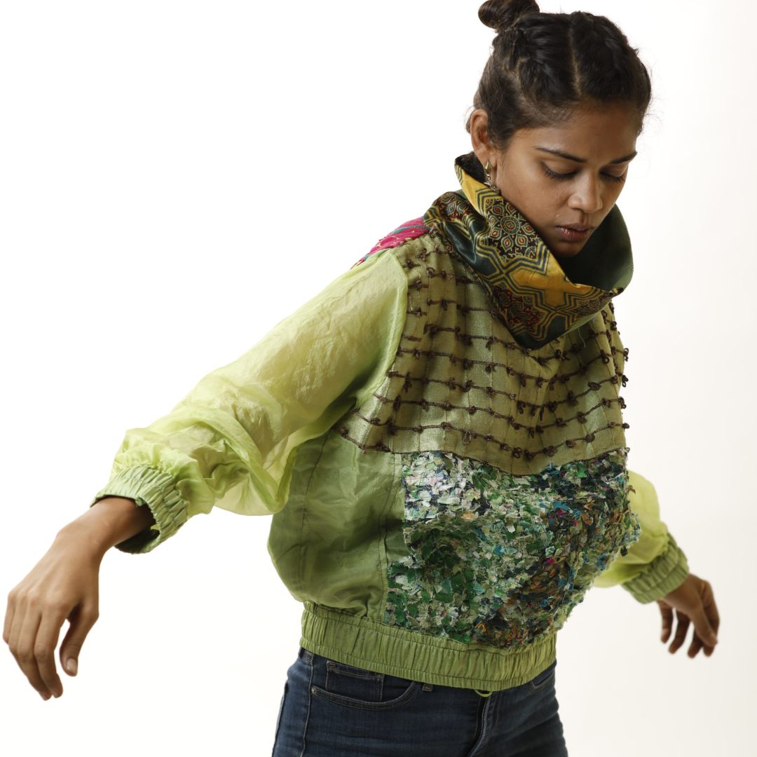 Turtle Neck Pull-Over -
Matka Silk,gaji silk, kota,vintage Kutch Patch & Scrap Mosaic