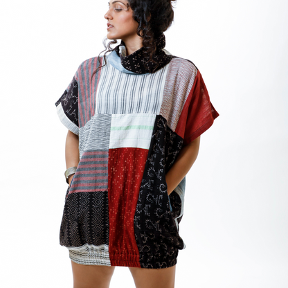 Turtle Neck Pullover Dress -
Kala Cotton Scarp Mosaic