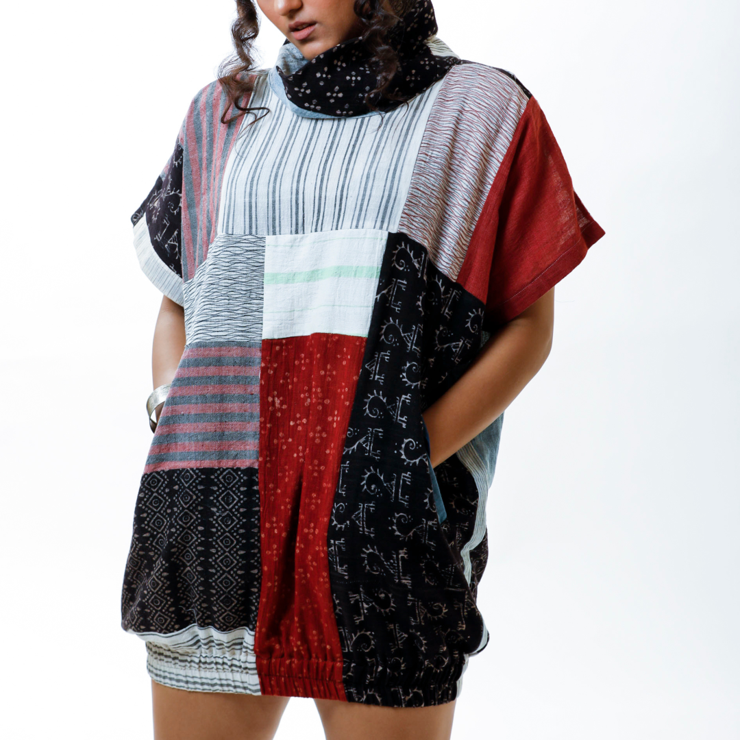 Turtle Neck Pullover Dress -
Kala Cotton Scarp Mosaic