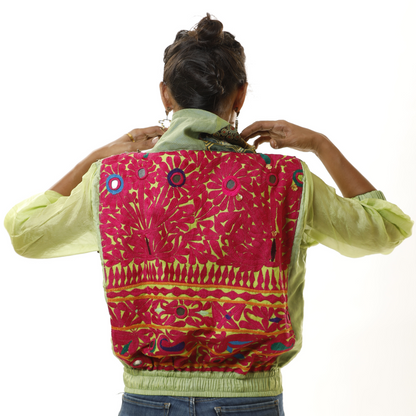 Turtle Neck Pull-Over -
Matka Silk,gaji silk, kota,vintage Kutch Patch & Scrap Mosaic