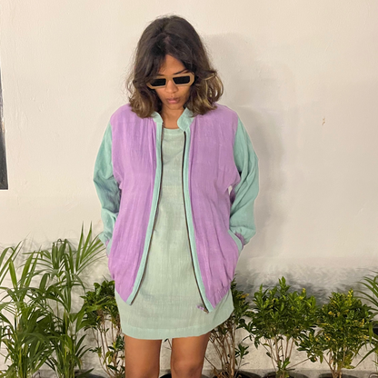 Bomber Jacket - 
Very Peri Kala Cotton