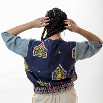 Short Bomber Jacket -
Kala Cotton & Silk Fabric