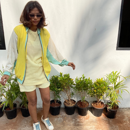 Bomber Jacket - 
Lemon Yellow Kala Cotton